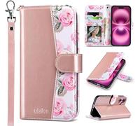ULAK Compatible avec iPhone 16 Portefeuille Case [RFID Bloquage], Femmes PU Cuir à l'épreuve des Chocs Folio Protective Flip Cover avec Porte-Carte Kickstand pour iPhone16 6,1 Pouces, Or Rose