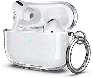 ULAK Coque pour AirPods Pro 2ème/1ère génération, Brillant | Etui protectrice TPU douce transparente avec porte-clés [LED visible] pour AirPods Pro (2022 & 2019)