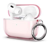 ULAK Coque pour AirPods Pro 2ème/1ère génération, Rose | Etui protectrice TPU douce transparente avec porte-clés [LED visible] pour AirPods Pro (2022 & 2019)