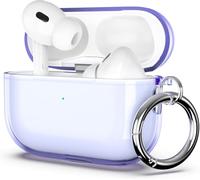ULAK Coque pour AirPods Pro 2ème/1ère génération, Violet | Etui protectrice TPU douce transparente avec porte-clés [LED visible] pour AirPods Pro (2022 & 2019)