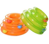 Ulalaza 2 Pcs Chat Interactif Jouet 3 Couches Chat Piste Jouet Tour avec Boule en Mouvement Funny Pet Jouets