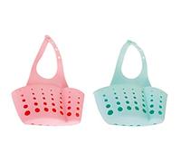 Ulalaza 2 Pcs Évier Éponge Titulaire Évier de Cuisine Caddy avec Sangle Réglable Suspendue Porte-Savon en Plastique Paniers De Rangement