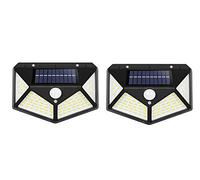 Ulalaza 2 pièces 100 LED étanche durable extérieur capteur de mouvement sans fil lumière de sécurité solaire avec grand angle de 270 degrés pour la voie de garage de jardin de clôture de porte
