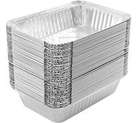 Ulalaza 30 PCS carrés 19X14X4 cm plateaux jetables en papier d'aluminium Pot en aluminium plateaux à rôtir conteneurs pour la cuisson cuisson stockage congelé des aliments