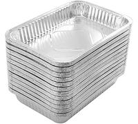 Ulalaza 30 PCS carrés 21X14X4.5cm plateaux jetables en papier d'aluminium Pot en aluminium plateaux à rôtir conteneurs pour la cuisson cuisson stockage congelé des aliments