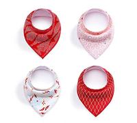 Ulalaza 4pcs Bavoirs bébé bave Dentition Bandana Coton Biologique réversible Super Absorbant pour garçons et Filles
