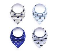 Ulalaza 4pcs Bavoirs bébé bave Dentition Bandana Coton Biologique réversible Super Absorbant pour garçons et Filles
