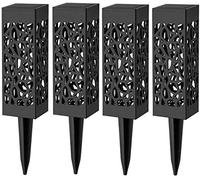 Ulalaza 4pcs chemin solaire s'allume rétro lumière du sol creux LED lumières d'éclairage extérieur pour chemin paysage pelouse (blanc)