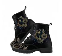 Ulalaza Bottes Courtes imprimées pour Femmes Automne et Hiver Bottes de Combat à Lacets Bottes de Cheville Tête de Mort Rose Motif de Dessin animé Cadeaux pour Filles Femmes