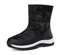 Ulalaza Bottes de neige d'hiver pour femmes, bottes d'extérieur chaudes mi-mollet, antidérapantes, talons bas, légères, chaussures de randonnée plates et imperméables à la cheville