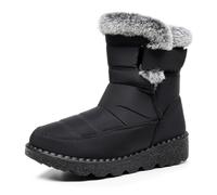Ulalaza Bottes de neige d'hiver pour femmes, bottes d'extérieur chaudes mi-mollet, antidérapantes, talons bas, légères, chaussures de randonnée plates et imperméables à la cheville