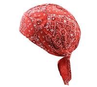 Ulalaza Chapeau bandana respirant en coton Durag pour homme et femme, Motif fleur Rouge, Taille unique