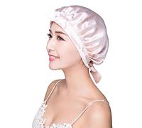 Ulalaza Chapeaux de Sommeil Soie Flat Cap Sleep Traceless Bonnet Cap Night Hat Cheveux Naturels Boucl¨¦s Perte de Cheveux Head Cover pour Femmes Filles