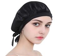 Ulalaza Chapeaux de Sommeil Soie Flat Cap Sleep Traceless Bonnet Cap Night Hat Cheveux Naturels Boucl¨¦s Perte de Cheveux Head Cover pour Femmes Filles