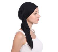 Ulalaza Chemo Cancer Head Scarf Hat Cap Cap Cheveux pré-attachés Wrap Turban Headwear