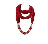 Ulalaza Écharpe avec pendentif en perles, charme de foulard, style ethnique, écharpe infinie, collier de foulard pour femmes, Style 20, taille unique
