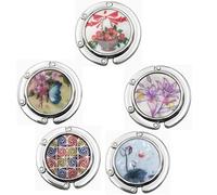 Ulalaza ensemble de 5 porte - monnaie élégant crochet pliable antidérapant portable pliant tote bag table suspension sac de rangement décoratif cadeau pour les filles