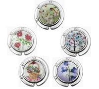 Ulalaza ensemble de 5 porte - monnaie élégant crochet pliable antidérapant portable pliant tote bag table suspension sac de rangement décoratif cadeau pour les filles