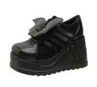 Ulalaza Escarpins Mary Jane pour femmes, chaussures Lolita, plateforme mignonne, gothique, Double bride à la cheville, bout rond, talon épais, pour rencontres, boîte de nuit