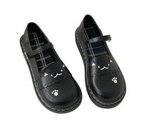 Ulalaza Femmes Lolita Chaussures Talon Mary Jane Pompes en Dentelle avec Noeud Kawaii Mignon Cosplay Bottes compensées Sangle croisée Bloc Talon Style Doux