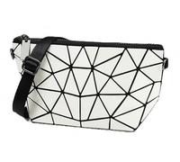 Ulalaza Géométrique treillis lumineux sac à main chaîne bandoulière pochette sacs fourre-tout sacs à main sacs à main holographique pour les femmes