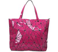 Ulalaza Géométrique treillis lumineux sac à main chaîne bandoulière pochette sacs fourre-tout sacs à main sacs à main holographique pour les femmes