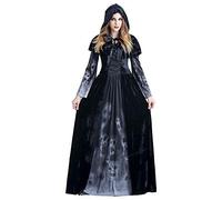 Ulalaza Halloween femmes Costumes noir chauve-souris Fallen Angel diable Vampire sorcière robe adulte Cosplay accessoires (style-13, L)