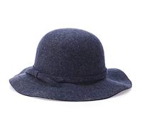 Ulalaza Laine Feut Cloche Chapeau Hiver Large Bordure Retro Fleur Bowknot Vintage Seau Chapeau Disquette pour Les Dames