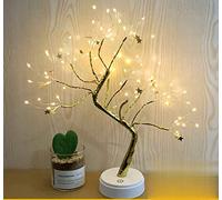 Ulalaza Lampe de Branche d'arbre de chaîne de cuivre étoilé LED à Piles ou Alimentation USB lumière de Chevet à Fil Chaud avec Interrupteur Tactile pour la décoration de la Maison