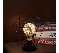 Ulalaza Lampe de Table en Fil de métal Noir Moderne Panier en Fer Cage Style veilleuse rétro Chevet Support de Bureau lumières Table de Chevet pour Chambre Salon