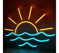 Ulalaza LED signe coucher de soleil enseignes au néon vagues Led maison mur lumières décoratives lever du soleil lampes de nuit montagnes décoration lumière USB luminosité réglable