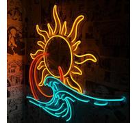 Ulalaza LED signe coucher de soleil enseignes au néon vagues Led maison mur lumières décoratives lever du soleil lampes de nuit montagnes décoration lumière USB luminosité réglable