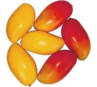 Ulalaza Lot de 6 faux fruits artificiels réalistes en mangue pour décoration de maison, cuisine, fête, bureau