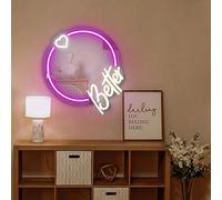 Ulalaza Miroir Acrylique LED néon en Forme de cœur/Chat/Lettre/ondulé, Miroir de sorcière, décoration Murale décoration de la Chambre à Coucher, de la Maison, du Studio, du dortoir, du Mariage