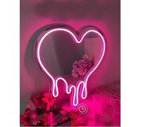 Ulalaza Miroir Acrylique LED néon en Forme de cœur/Chat/Lettre/ondulé, Miroir de sorcière, décoration Murale décoration de la Chambre à Coucher, de la Maison, du Studio, du dortoir, du Mariage
