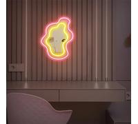 Ulalaza Miroir Acrylique LED néon en Forme de cœur/Chat/Lettre/ondulé, Miroir de sorcière, décoration Murale décoration de la Chambre à Coucher, de la Maison, du Studio, du dortoir, du Mariage