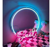 Ulalaza Miroir Acrylique LED néon en Forme de cœur/Chat/Lettre/ondulé, Miroir de sorcière, décoration Murale décoration de la Chambre à Coucher, de la Maison, du Studio, du dortoir, du Mariage