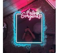 Ulalaza Miroir Acrylique LED néon en Forme de cœur/Chat/Lettre/ondulé, Miroir de sorcière, décoration Murale décoration de la Chambre à Coucher, de la Maison, du Studio, du dortoir, du Mariage