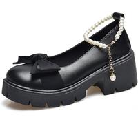 Ulalaza Plate-Forme Mary Janes Pour Femmes - Chaussures Sweet Toe Cheville Lolita Gothique Robe Pompes Chunky Chaussures Habillées en Cuir Verni