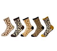 Ulalaza PreSox Women Sheer transparent en dentelle en dentelle Panneau Crystal Bling-bling chaussettes 5 Pack (S LEO)