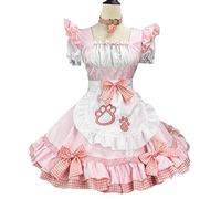 Ulalaza Robe de princesse gothique pour poupée, tablier en dentelle, poches, volants rétro, avec coiffe, costume de femme de chambre