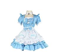 Ulalaza Robe de princesse gothique pour poupée, tablier en dentelle, poches, volants rétro, avec coiffe, costume de femme de chambre