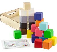 Ulanik Blocs de couleur Moyens Jouets Montessori Jeu de tri en bois 25 blocs 40 mm A partir de 3 ans et + Jouets éducatifs pour l'école maternelle pour le tri des couleurs et le comptage, SCUB01C2503U