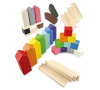 Ulanik Ensemble de maisons en bois Montessori - Jouet à partir de 3 ans - Jeu sensoriel d'équilibre pour bébé - Jeu pour compter et trier les couleurs - Apprentissage des couleurs - 12 couleurs
