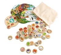 Ulanik Jeu de bingo d'animaux à partir de 3 ans, jeux de société en bois pour enfants de 4, 5, 6, 7, 8 ans, jeux éducatifs à partir de 3 ans, jeux préscolaires pour tout-petits - 48 pièces