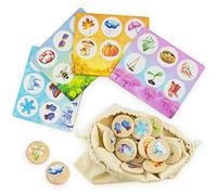 Ulanik Jeu de Bingo pour Enfants Saisons 24 Pièces Jeu de Société en Bois Âge 3 + Éducation Préscolaire