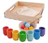 Ulanik Petites Arc en Ciel Balles dans des Tasses Jeux Montessori 3 an + Educatif Sensorielle Bebe Jouet en Bois pour Apprentissage du Comptage et de Tri Couleur - 7 Boules