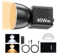 ULANZI 40W Pro Lampe Vidéo LED COB Portable avec Chargeur, Batterie 3400mAh Haute Autonomie, Bi-Color 2500K-6500K, CRI≥95 + 8 Effets Créatifs, Compatible Mini Bowens - Éclairage Studio pour Streaming