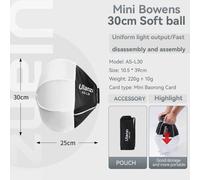 Ulanzi AS-L30 30 cm Portable Globe Lanterne Softbox Mini Bowens Mount Boule Diffuseur Installe Rapide pour Ulanzi LT028 40 W COB LED - Type AS-L30