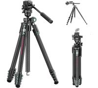 ULANZI JJ06 GlideGo Trépied vidéo en fibre de carbone, trépied de voyage avec tête fluide, double pano Pano Pan&-50°/+60°, avec plateau rapide Uka et poignée de tournevis, 18 kg max